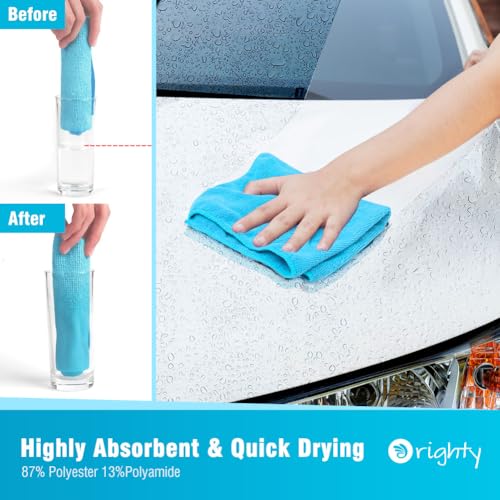 Orighty Microfiber Cleaning Cloth Pack of 12, Microfiber Towels for Cars, Highly Absorbent Car Cleaning Supplies, Lint Fre...