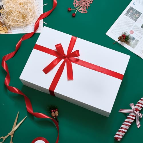 YANGTE 12 Premium Gift Boxes with Lids for Presents, Extra Large White Boxes for Wrapping Gifts, 4-inch Deep Clothing Gift...