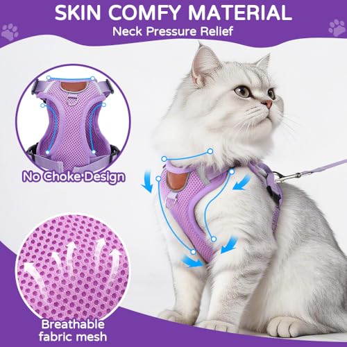Cat Harness and Leash Set with AirTag Holder, Upgraded Escape Proof Adjustable Vest with Lead for Large Cat Small Dog Pupp...