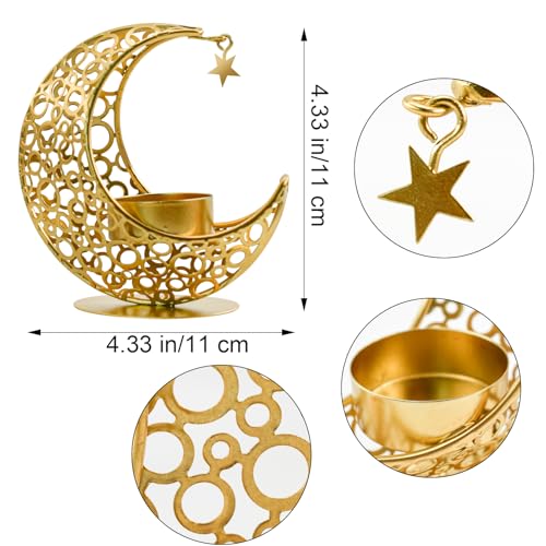 MrMrKura Moon Candle Holders Set of 2, Metal Tealight Candle Holder for Table Centerpiece Decorative Votive Candlesticks H...