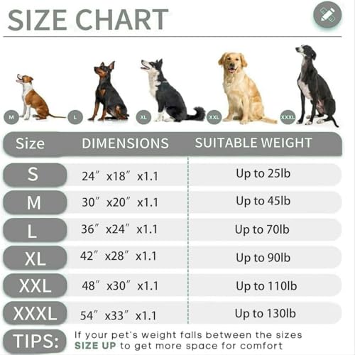 KHONSU PET Dog Bed Mat for Crate 1.1in Slim Cooling Pad Reversible Flannel & Waterproof Canva for XXXL Dogs up to 130 lbs,...