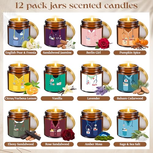 Zopeal 12 Pack Nurse Appreciation Gifts Scented Candles Set, Nurses Week Gifts, 3.5oz Soy Wax Scented Candles, Thank You F...