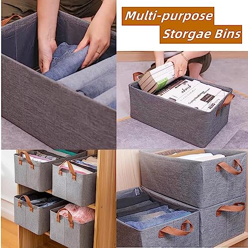 Fordonral Pack of 3 Large Capacity Storage Bins Closet Organizer System, Sturdy Foldable Storage Boxes for Organizing Clot...