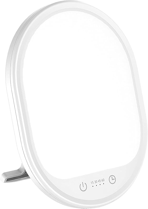 UV-Free 10000 Lux Daylight Lamp - Touch Control with 3 Brightness Levels & 4 Timer Functions, Large Surface & Rotatable St...