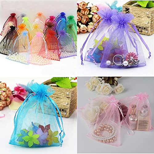 SAOYOAS 100Pcs 4x6 inch Organza Bags Bulk, Drawstring Organza Jewelry Pouches Wedding Party Christmas Favor Gift Bag, for ...