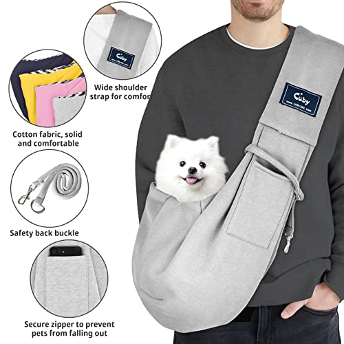 CUBY Dog and Cat Sling Carrier - Hands Free Reversible Pet Papoose Bag - Soft Pouch and Tote Design - Suitable for Puppy, ...