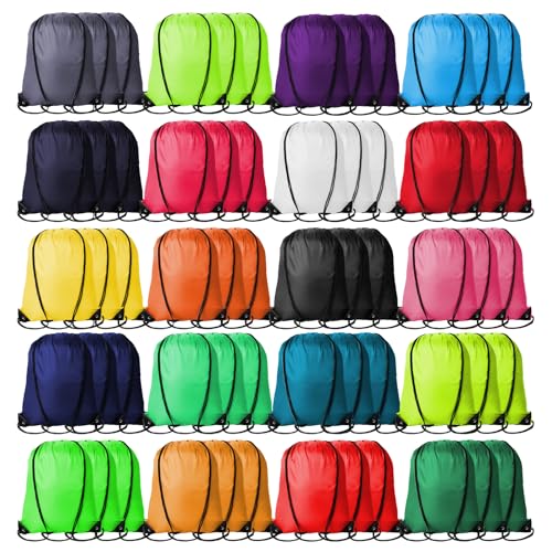 Kuhome 60Pcs Drawstring Backpacks Bulk String Bag Cinch Sack Pack Storage Knapsack Polyester Gift Bags Sports Drawstring B...