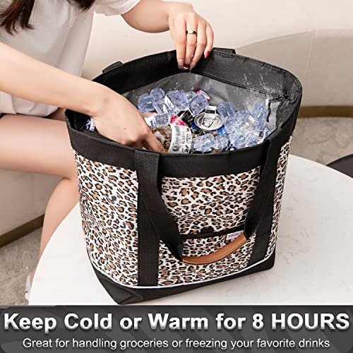 TIIOCTI Insulated Cooler Bag Reusable Grocery Tote Bags Transport Large Lunch Box for Women