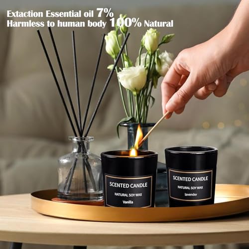 Scented Candles Gifts for Women Men, 8 Pack 3 Oz Scented Candles for Home, Natural Soy Wax Strong Fragrance Long Lasting A...