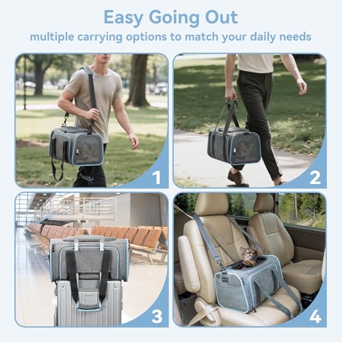 Petsfit Expandable Small Cat Carriers Dog Carrier, Airline Approved Soft-Sided Portable Washable Pet Travel Carrier with T...