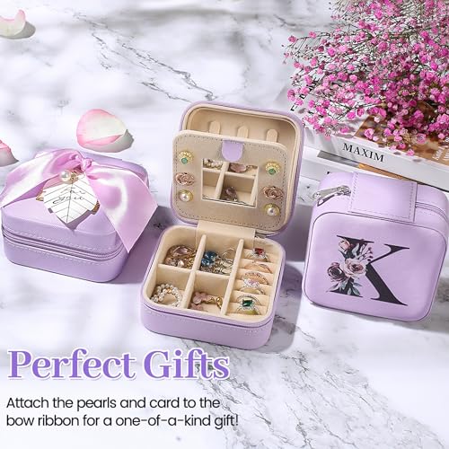 AYGXU Travel Jewelry Box for Women and Girls - Small Case With Initial A-Z - Teacher Gifts