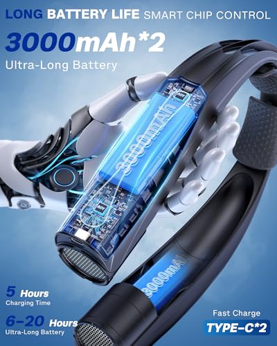 Vexolta Portable Neck Fan, 6000mAh Personal Fan, 360° Cooling Rechargeable Wearable Fan, 6 Speeds Adjustable Hands Free Fa...