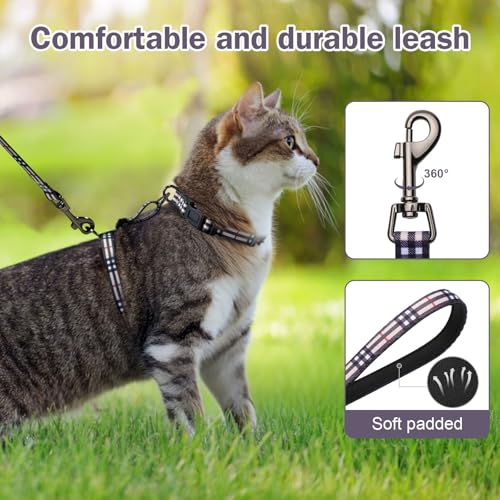 Hikiko Cat Harness and Leash Set Escape Proof Adjustable Walking Travel Soft Kitten Harness for Small Medium Large Cats (K...