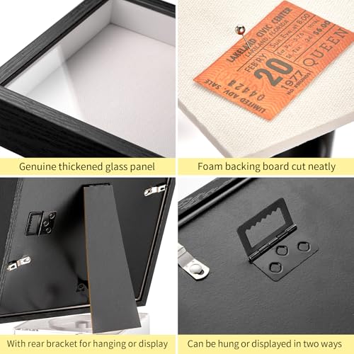 MUXIUNT 8x10 Shadow Box Picture Frame Display Case with Real Glass Panel and Soft Linen Back,Black Deep Shadow Memory Box ...