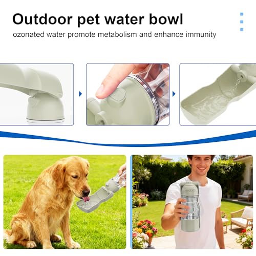 Amerisun Dog Water Bottle 12 oz Dog Water Bottle containing Reactive Oxygen Species/Ozone, Outdoor Travel Drinking Bowl, e...