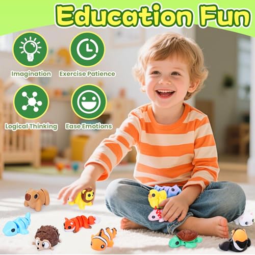 Gencokok 30PCS 3D Printed Animals Set, Mini 3D Printed Animals, Animal Figurines Exquisite Cute Pocket Pets Toy, Cute Arti...