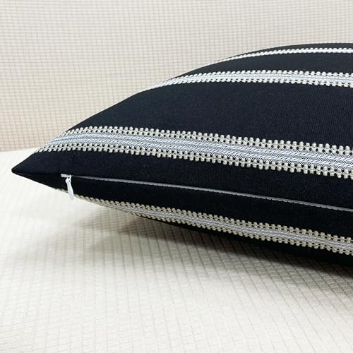 Slow Cow Decorative Textured Woven Stripe Throw Pillow Cover Modern Country Design Cushion Cover Pillow Cover 18 x18 Inche...