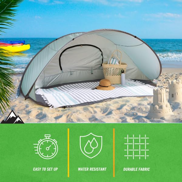 Pop Up Beach Tent - Fits 2-3 People - Sun Shelter with UV Protection and Ventilation - Water and Wind Resistant Camping Ca...