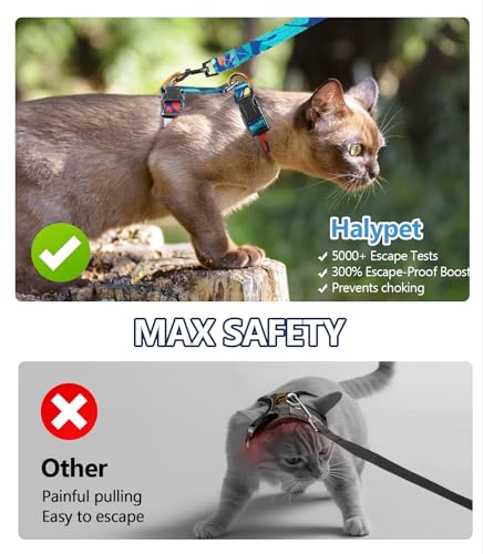 Halypet Cat Harness and Leash Set, Escape Proof [3 in 1 Adjustable & Lightweight] Cat Harness, Comfortable Soft Kitten Har...