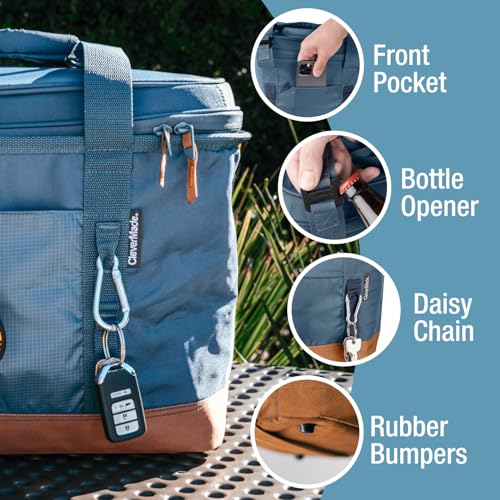 CleverMade Pacifica Collapsible Cooler Bag – Large Portable Cooler Bag for Travel, Foldable Insulated Cooler for Beach, Pi...
