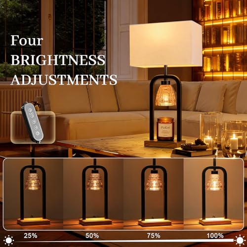 PoKat 21.5'' Lamp Candle Warmers Set of 2 Black, Farmhouse Candle Warming Lamps with Timer Dimmer & Wood-Like Base, Warmer...