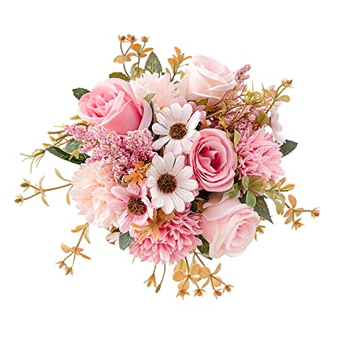Epicpetal Fake Flowers in Vase, Artificial Pink Flowers in Vase for Decoration Faux Flowers Fake Floral for Home Decor Ind...