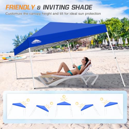 EAGLE PEAK 10x10 Slant Leg Pop-up Canopy Tent Easy One Person Setup Instant Outdoor Beach Canopy Folding Portable Sports S...