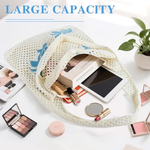 Topdear Crochet Tote Bag for Women, Aesthetic Crochet Mesh Beach Tote Bag, Summer Vacation Knitted Bag for Women Shoulder