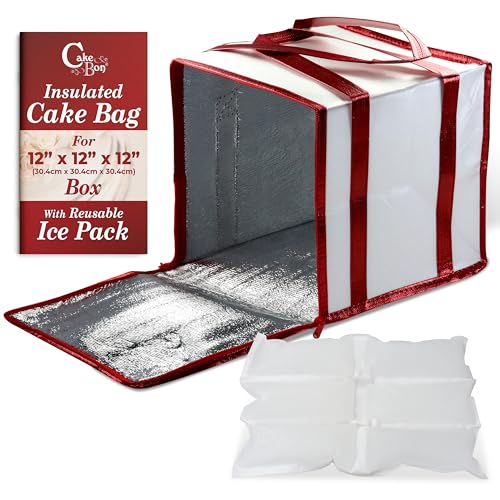 Cakebon 12-Inch Cake Insulated Cooler Bag with Ice Pack Sheets – Premium Carrier Bag for Cakes, Pastries & Cupcakes – Dura...