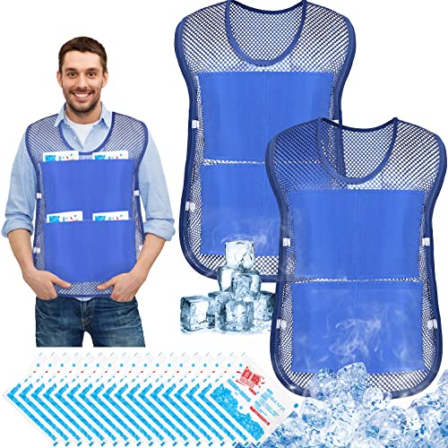 Mepase 2 Pcs Ice Cooling Vest for Men Women Teens with Ice Packs Summer Hot Weather Cooling Vest Cool Jacket with Pockets ...