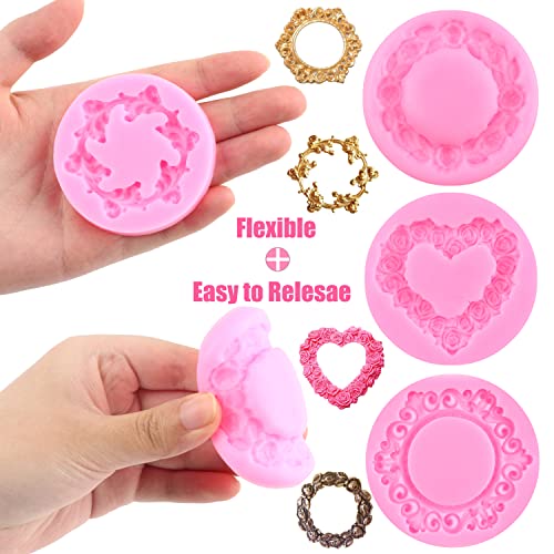 ZiXiang Photo Frame Fondant Mold Baroque Style Picture Frames Silicone Mold Rose Wreath Fondant Molds For Cake Decorating ...