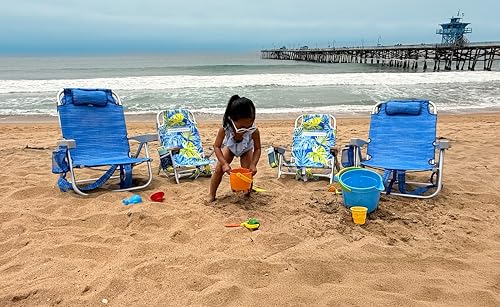 Evolve Heritage Collection Premium Kids Beach Chair w/Wood Arms & Backpack Carry - Ultra-Lightweight, Foldable, Reclining,...