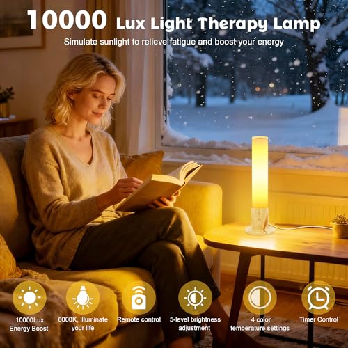 670nm Red Light Therapy & 10,000 Lux Sun Lamp – Dual Mode Happy Light & Sunlight Lamp for Sleep, Relaxation,with Remote Co...