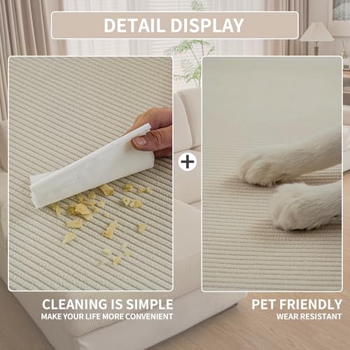 QIANMEW Couch Cushion Covers, Comfort Soft Magic Sofa Covers Washable Stretch Resistant Slipcovers for Sectional and L Sha...