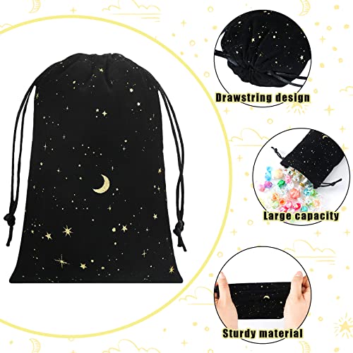 Hillban 30 Pcs 4 x 6 Inch Black Velvet Drawstrings Bags for Jewelry Moon Star Pouch with Drawstrings Ring Bags for Jewelry...