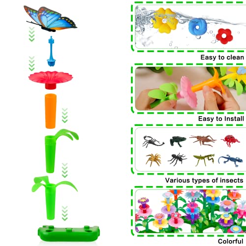 Birthday Toys Gifts for 2 3 4 5 6 Years Old Toddler Girls Boys, 156 PCS Insect Flower Garden Building Educational STEM Lea...