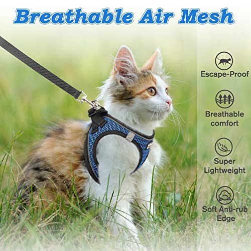 SALFSE Cat Harness and Leash for Walking Escape Proof, Adjustable Kitten Vest Harness Reflective Soft Mesh Puppy Harness f...