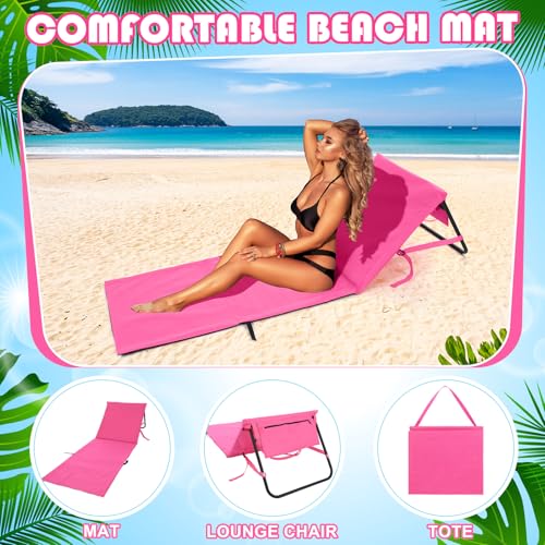 Lineshading 2 Pack Folding Beach Lounge Chair for Adults Couple Portable Sun Lounger Lightweight Tanning Mat with Storage ...
