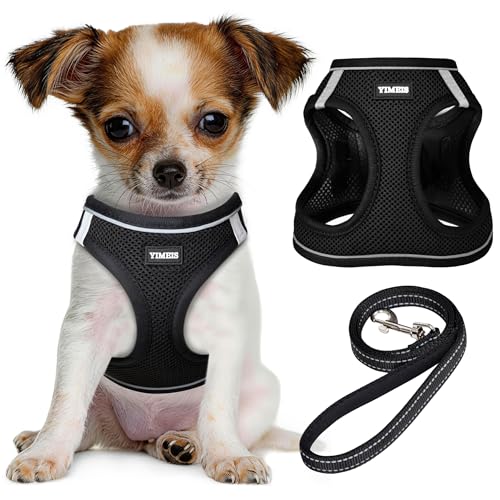 YIMEIS Dog Harness and Leash Set, No Pull Soft Mesh Pet Harness, Reflective Adjustable Puppy Vest for Small Medium Large D...