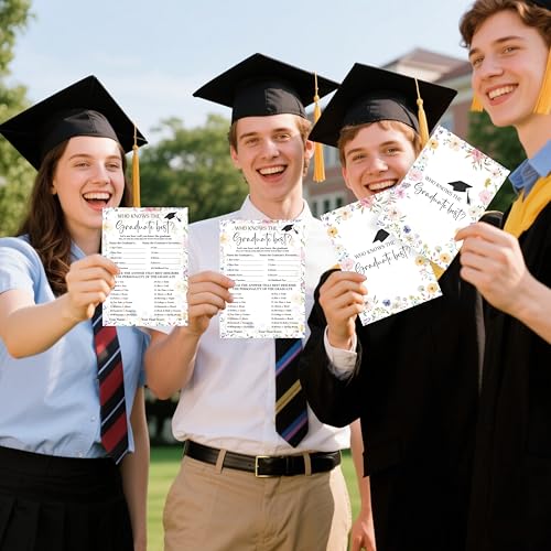 CTLHKY Graduation Games Cards 25pcs, Wildflowers Grad Party Game Cards, Grad Celebration, Graduation Party Games Ideas Act...