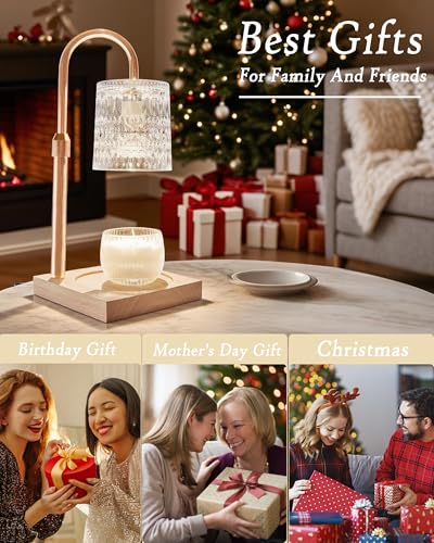 HsiBioYau Candle Warmer Lamp with Dimmer & Timer, Brithday Gifts for Mom Women, Adjustable Height Wax Warmer for Jar Candl...