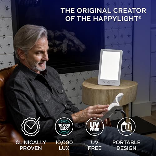 Verilux HappyLight Touch Plus - Light Therapy Lamp with 10,000 Lux, UV-Free, LED Bright White Light with Adjustable Bright...