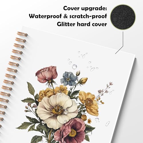 ROXMART Christian Floral Glitter Spiral Notebook, Bible Verse Journal, Christian Gifts for Women, in the Waiting God Is Wo...