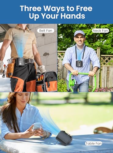 Koonie Portable Mini Waist Fan with LED Display, Personal Cool Clip Belt Fan with 5 Speeds, 11000 RPM Strong Airflow, Unde...