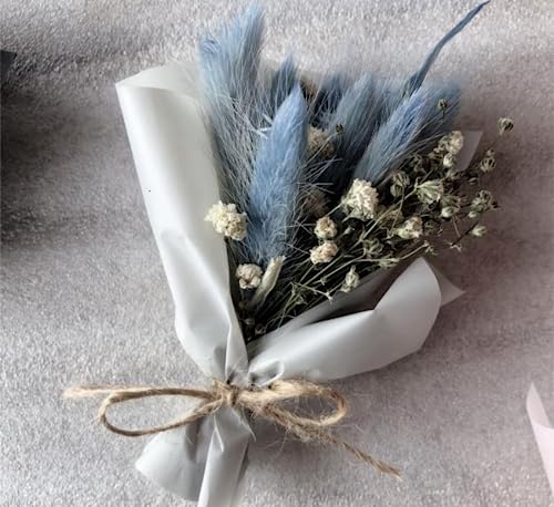 120 PCS Blue Dried Pampas Grass Decor, 17-inch Pompas Floral, Dry Flowers for Decoration, Pampas Grass in Bulk Tall, Blue ...