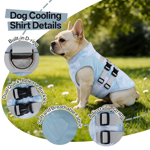 DORA BRIDAL Dog Cooling Vest for Summer, Lightweight Breathable Mesh Cooler Jacket with Harness, Soft Pet Cooling Shirt fo...