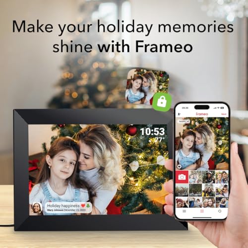 Frameo 10.1 Inch WiFi Digital Picture Frame with 32GB Storage,1280 * 800P IPS HD Touch Screen,Send Photos/Videos from Your...