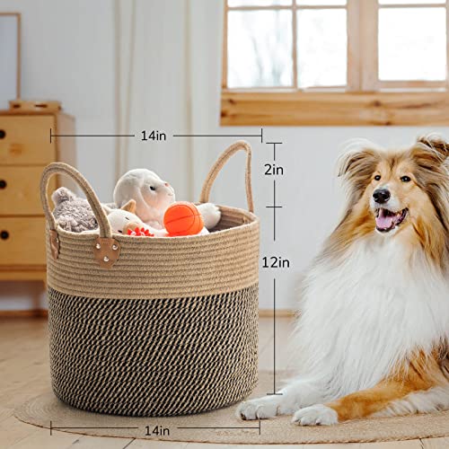 CHICVITA Wicker Laundry Basket With Handles, Storage Baskets for Decor, Rope Basket for Blankets, Toys, Clothes, Shoes, Pl...