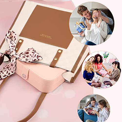 XZUZ Travel Jewelry Box, PU leather Small Jewelry Organizer For Female Girls, double layer portable mini travel case for s...
