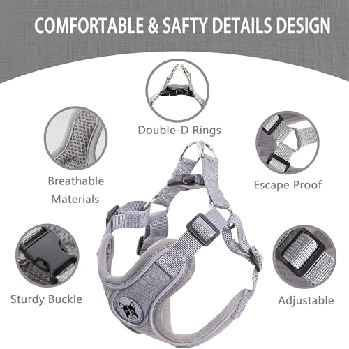 Puppy Harness and Leash Set,No Pull Adjustable Step in Soft Mesh Vest Harness,Easy Walk Reflective Pet Harness with Padded...